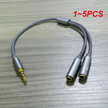  1 ~ 5PCS кабел 3.5MM аудио кабел мъжки към двоен женски стерео аудио кабел найлон плетен слушалки сплитер Y тип аудио кабел