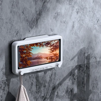 Кухненска тоалетна Държач за мобилен телефон Водоустойчив Докосващ се калъф Монтиран на стената Баня Телефон рафтове Кутия за съхранение