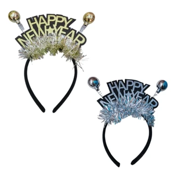 Нова Година HairHoop Честита Нова Година лента за глава 2023 Нова година лента за глава Шапки 2023 Честита Нова Година Аксесоари за коса Дропшип