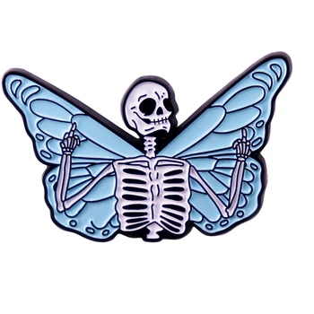 A2933 Скелет емайл щифт пънк череп пеперуда значки ревера щифтове за раница емайл щифт брошки за дрехи Хелоуин бижута