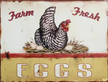 Нова реколта ретро метал калай знак ферма пресни пилешки яйца ферма улица гараж & начало бар клуб кухня хотел стена декор метал P-Met