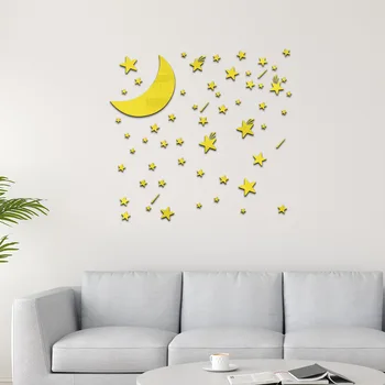 1set Meteor Moon акрилни огледални стикери за стена DIY декорация детска стая хол декорация стикери за стена за детски стаи