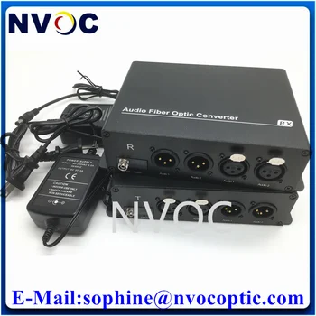 2Канален двупосочен аудио оптичен конвертор 2Ch XLR балансиран интерфейс 100dB SNR Singlemode 20KM FC приемо-предавател
