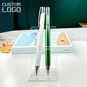1Pc Лично персонализирано лого Метална химикалка Бизнес рекламни консумативи Химикалки за училищни подаръци Сватбена годишнина канцеларски писалки
