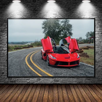 Платно живопис суперавтомобил Ferraris Laferrari червена кола 4K картина плакати и отпечатъци модерен стена изкуство за дома хол декор