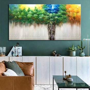  Arthyx, голям размер, ръчно изработени Life Tree маслени картини върху платно, модерно абстрактно стенно изкуство, картини за хол домашен офис декор