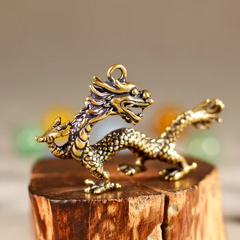 Китайски звяр дракон статуя бронзова фигурка орнаменти антични мед митични животински миниатюрни дома декорация занаяти колекция