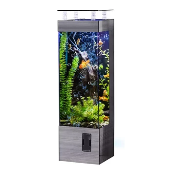 Pqf Малък етаж екологична промяна вода риба резервоар Hd стъкло гледане аквариум