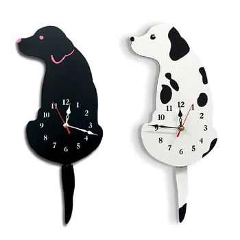 Куче стенен часовник Начало декор часовник детска спалня стена декор куче размахване опашка часовник подаръци за деца рожден ден
