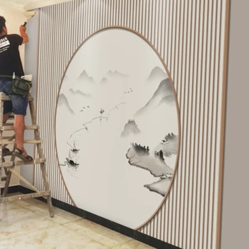 Нов китайски телевизионен фон бамбукови влакна интегрирани стенни панели модерен ръчно рисуван пейзаж диван проучване бърза инсталация ключалката