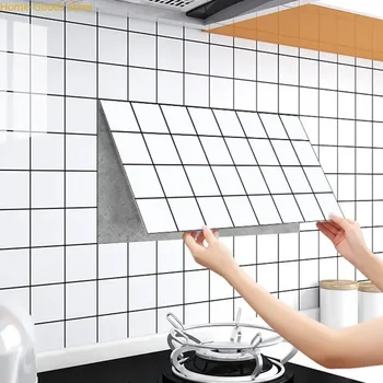 Кухненски маслоустойчиви стикери за стена Самозалепващи се тапети Имитация на плочки Декоративни стенни панели Водоустойчив мрамор стикери