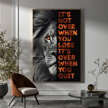 Modern Wild Lion Letter Мотивационен цитат Арт плакати и отпечатъци върху платно декоративна стена арт картина за дома декор без рамки