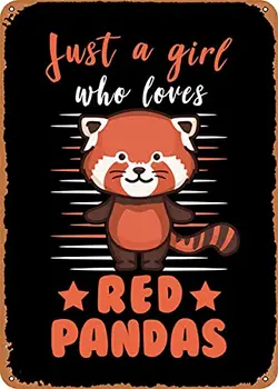 Red Panda момиче подарък реколта поглед метален знак патент изкуство отпечатва ретро подарък 8x12 инча
