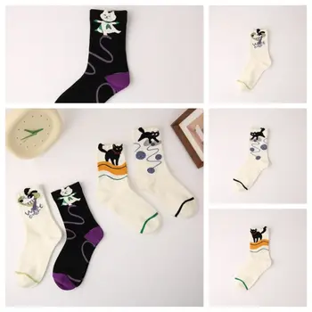 Корейски стил котка модел чорапи творчески топло Harajuku животински чорапи памук къси чорапи средата тръба чорапи студент