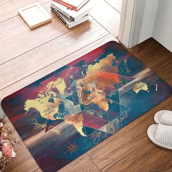  Карта на света Неплъзгаща се изтривалка Свещена баня Кухня Мат Молитва Килим Фланела Модел Декор