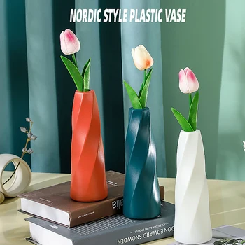 Начало DIY пластмасова ваза за цветя имитация керамични цветя подреждане контейнер саксия кошница модерни декоративни вази за цветя