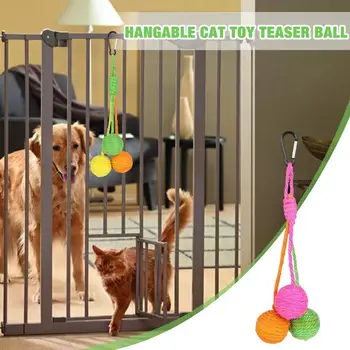 Pet Interactive Rolling Ball Toy Cat Sisal Toy Scratching Ball For Kitten Sisal Rope Chewable Scratcher Ball Toy Pet Supplies
