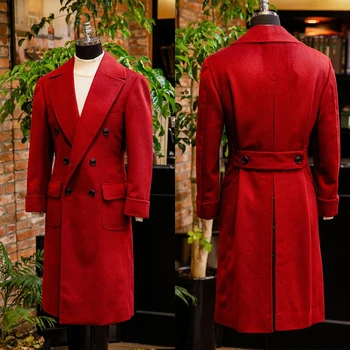 Нови мъже дълъг вълнен костюм двуреден бизнес яке мъжки есенни случайни тънък годни палто само нетактичност