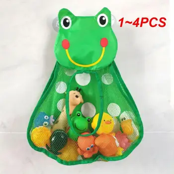 1 ~ 4PCS Бебешки играчки за баня Сладка патица жаба Mesh Net Toy чанта за съхранение Силни вендузи Баня игра чанта Организатор на баня Водни играчки
