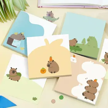 100 листа сладък Capybara Memo Pad Scrapbooking Cartoon Ins Бележници Публикувано Kawaii Съобщение Хартия Училищни пособия