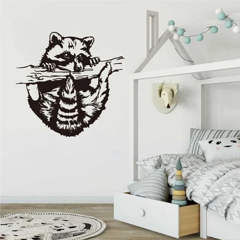 карикатура миеща мечка дива котка клон стена стикер детска стая стая за игри джунгла животински стена decal спалня винил дома декор