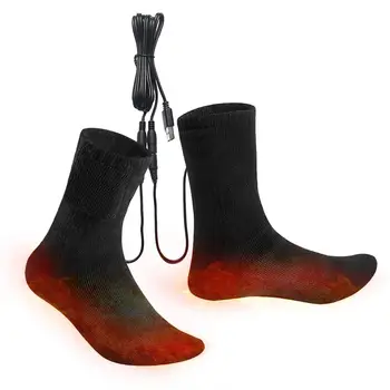  отопляеми чорапи USB акумулаторни електрически отоплителни чорапи 5V термични крака топло стъпало топло зимни топли памучни чорапи за открит къмпинг ски
