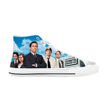 The Office TV Show Майкъл Скот Дуайт Шрут Ежедневни платнени обувки Висок връх Удобни дишащи 3D печат Мъже Дамски маратонки