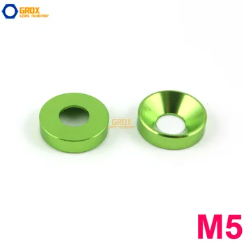 25 броя M5 зелена алуминиева шайба с винтова шайба с плоска глава