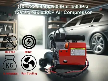 Acecare GX-CS2 30Mpa 300Bar 4500Psi 12V преносим въздушен компресор компресор за високо налягане масло-вода безплатно за гмуркане