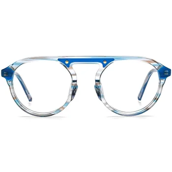 Нов многоцветен персонализиран моден овален ацетат рамка за очила мъжки и дамски единични лъчи оптични очила