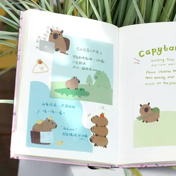 100 листа Сладък Capybara карикатура бележка подложка Детски училищни пособия Бележка Хартиен дневник Скрапбук Kawaii канцеларски материали Съобщение Лепкави бележки