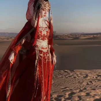 Пустинна принцеса Екзотичен стил Ru пола сценичен костюм бродерия вятър лети в западните региони фотография национален стил