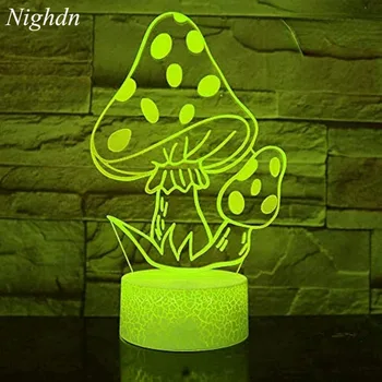 3D гъби нощна лампа илюзия нощна светлина 7 цвят промяна маса бюро декорация лампи рожден ден коледен подарък за деца