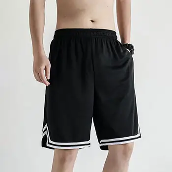 Мъжки летни бързосъхнещи шорти райе нередовни подгъва плюс размер чист цвят спорт фитнес шорти баскетбол шорти улично облекло
