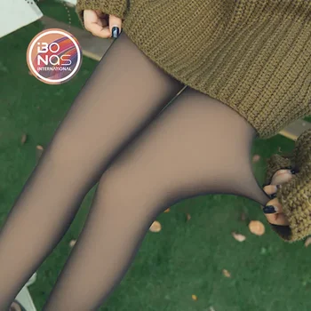 BONAS-Полупрозрачни чорапи за жени Секси чорапогащник, термични чорапи, прозрачни черни женски чорапогащи, есен зима