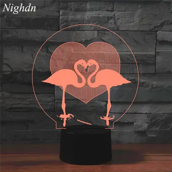 Червено-коронован кран 3D нощна светлина за деца спалня 3D илюзия лампа 16 цвята с дистанционно управление нощни лампи за деца подаръци