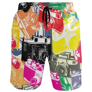 Harajuku мода мъжки плажни шорти улично облекло 3D печат абстракция графити цветни къси панталони лятна почивка извънгабаритни куфари