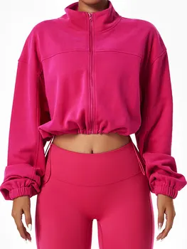INLUMINE Loose Casual Sports Top Women Gym Sportswear Outdoor Running Fitness Coat High Collar Zipper Long Sleeve Workout Jacket