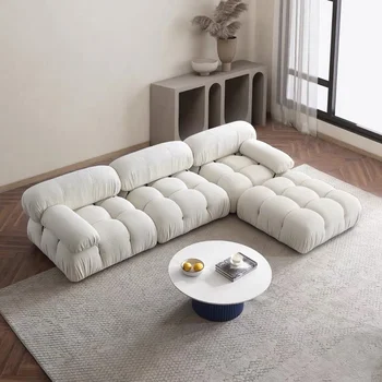 Lambswool минималистичен бял диван модулен модул за четене на пода Диван за всекидневна Прав комфорт Divani Soggiorno Мебели за дома