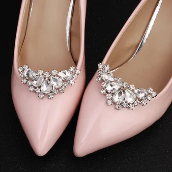 Сменяеми DIY мързеливи ежедневни гъвкави дантела ключалката високи токчета обувки цвете булчински сватбени обувки метални кристал ключалката за обувки