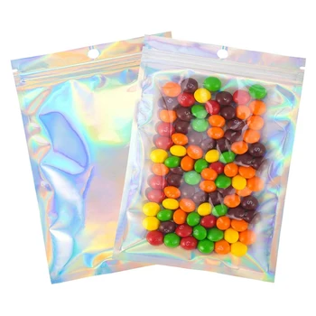  100PCS холографски чанти за запечатване на запечатани торби за парти благосклонно съхранение на храни (холографски цвят, 2 x 3 инча и 4 x 6 инча)