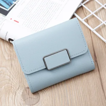 Новата корейска версия на модата къс портфейл три пъти жените мини чантата проста със сладък портфейл дамска чанта