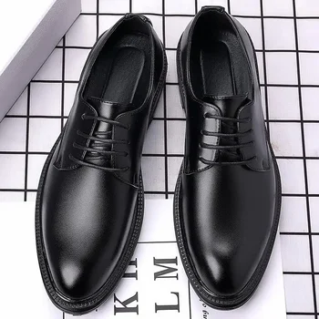 Костюм Мъжки обувки Есен 2023 Нови обувки за скейтборд Мъжки ежедневни обувки Модерни кожени обувки в британски стил Мъжки модни обувки