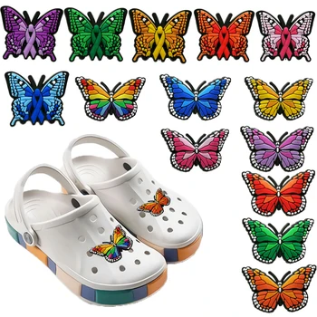 1бр Цветни пеперуди Талисмани за обувки за сандали Крок Аксесоари Декорации за обувки Крок дънки за жени