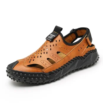 Мъжки обувки летни нови мъжки сандали мода на открито Baotou дишащи чехли износоустойчиви нехлъзгащи сандали ojota