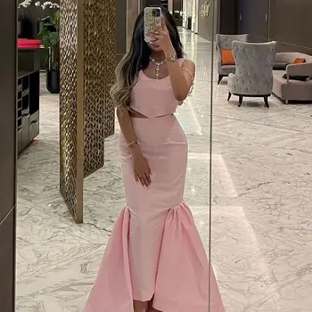 Розова луксозна вечерна рокля русалка етаж дължина абитуриентски рокли за парти Саудитска Арабия жените официален повод сватба