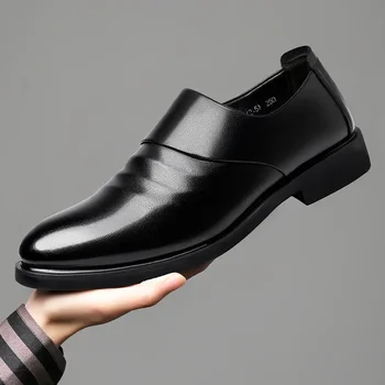 Мъжко бизнес облекло от естествена кожа ежедневни обувки, модерни, елегантни, луксозни, висококачествени, удобни обувки Derby38-44