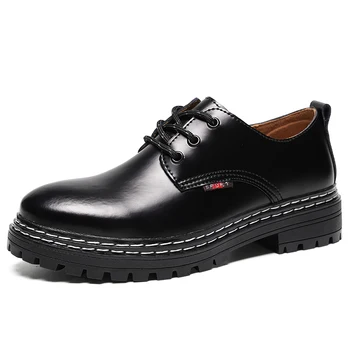Мъжка естествена официална кожена платформа за обувки за мъжки маратонки случайни луксозни дамски кожени обувки вулканизиран мокасини плюс размер 34-47