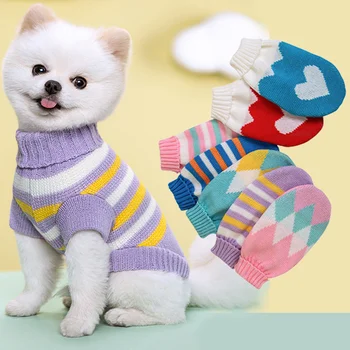 Малко куче плетен пуловер куче сърце пуловер Чихуахуа шнауцер топло куче дрехи зима за малки кученца котка домашни любимци домашни любимци доставки