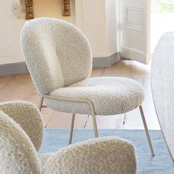 Етаж минималистичен дизайнерски стол за хранене луксозно бяло агнешко просто модерен стол за хранене стая фоайе семейство мюбъли мебели WWH35YH
